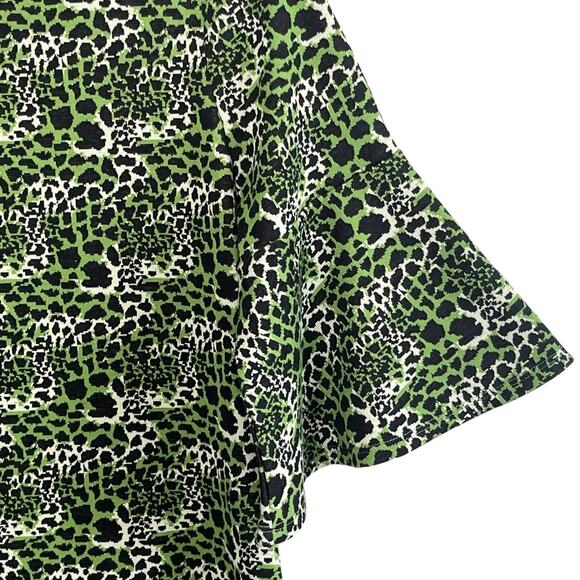 Tyler Boe Mindy Dress Sz M Mock Neck Jacquard Animal Print Flutter Sleeve Green - Picture 6 of 10